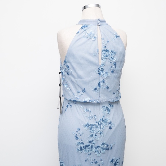 Adrianna‎ Papell - Sleeveless Floral Sequin Lightweight Mesh Gown - Picture 10 of 12